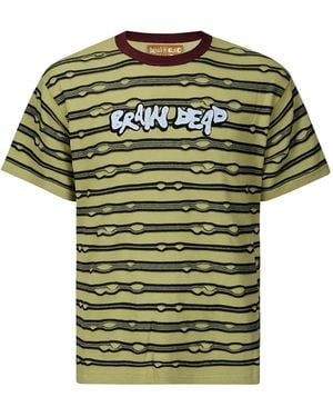Brain Dead Gerafeld Gestreept T-Shirt - Groen