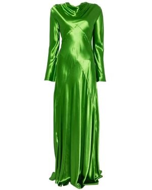 Erika Cavallini Semi Couture Open-Back Draped Long Dress - Green