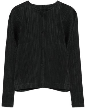 Pleats Please Issey Miyake Pleated Button-Front Jacket - Black