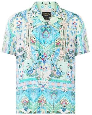 CAMILLA Camp Short-Sleeve Collared Shirt - Blue