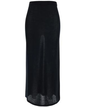 Semicouture Angie Gebreide Midi-Rok Met Scheerwol - Zwart