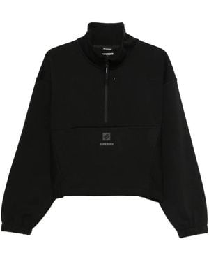 Superdry Pullover Mit Reißverschlusskragen - Schwarz