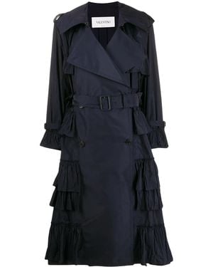 Valentino Garavani Double-Breasted Tiered Trench Coat - Blue