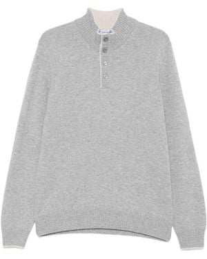 Gran Sasso Sweat À Col Boutonné Au Dos - Gris