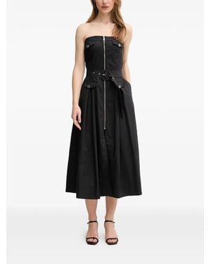 GAUDI Belted Zip-Up Midi Dress - Black