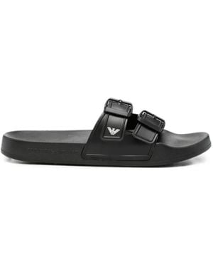 Emporio Armani Buckle-Fastening Slides - Black