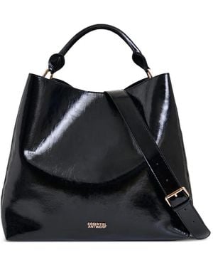 Essentiel Antwerp Rolled-Handle Gloss Shopper Bag - Black