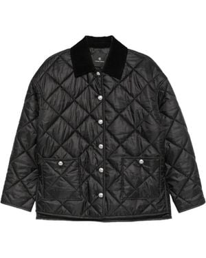 Anine Bing Luca Quilted Corduroy-Collar Jacket - Black