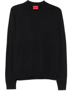 HUGO San Pippo Button-Fastening Polo Shirt - Black