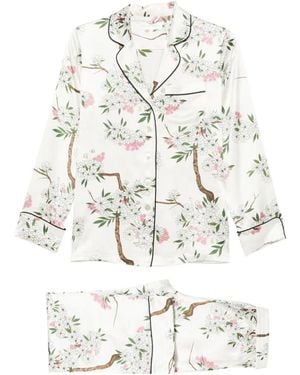 Olivia Von Halle Pijama Con Motivo Floral - Blanco
