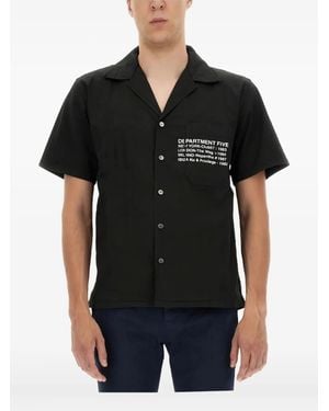 Department 5 Button-Down Short-Sleeve Logo-Detail Shirt - Black