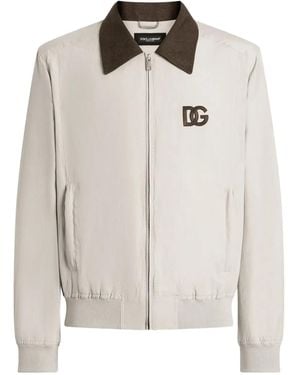 Dolce & Gabbana Zip-Up Bomber Jacket - White