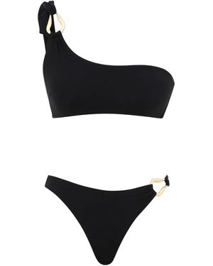 Zimmermann Bikini Roselight Trim Con Hombro Descubierto - Negro