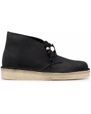 Clarks Nubuck Leather Lace-Up Desert Boots - Black