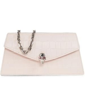 McQueen Skull Crocodile-Effect Leather Cross Body Bag - Natural