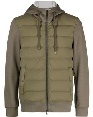 Herno Quilted-Panel Hooded Jacket - Green
