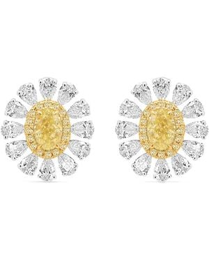 HYT Jewelry Floral-Motif Diamond Earrings - Metallic