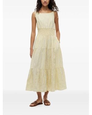 Tommy Hilfiger Striped Tiered Midi Dress - Natural