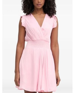 Morgan Ruffled Smocked-Waist Mini Dress - Pink