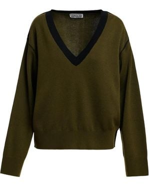 Essentiel Antwerp Dropped-Shoulder V-Neck T-Shirt - Green