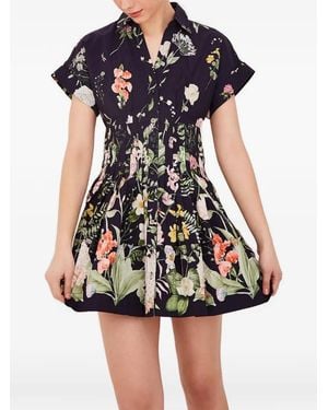 Cara Cara Nash Shirred Floral-Print Dress - Black