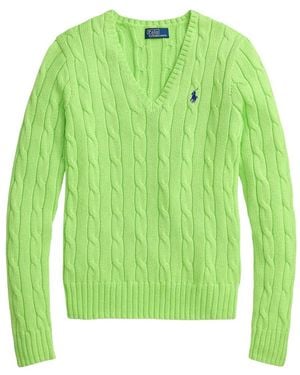 Polo Ralph Lauren Cable-Knit V-Neck Jumper - Green