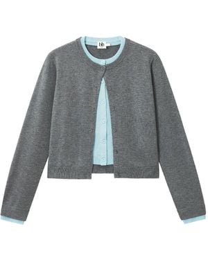 B+ AB Cardigan Crop Con Bottoni - Blu