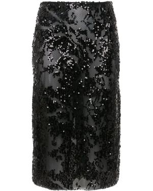 Victoria Beckham Sequin-Embellished Pencil Midi Skirt - Black