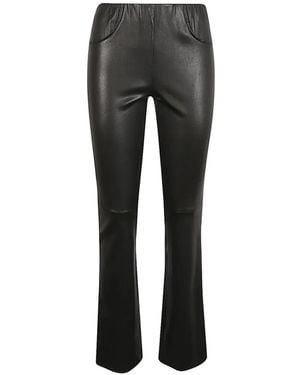 Via Masini 80 Flared Leather Pants - Grey