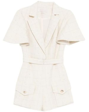 Saiid Kobeisy Tweed Short Jumpsuit - White