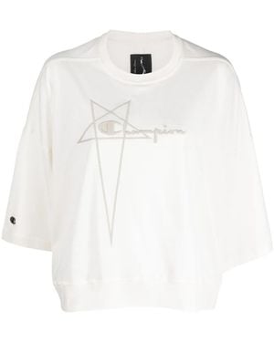 Rick Owens X Champion Tommy Logo-Embroidered Cotton T-Shirt - White