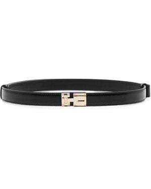 Tom Ford Spazzolato Leather T Latch Belt - Blanc
