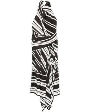 Brandon Maxwell Marin Draped-Bodice Midi Dress - White