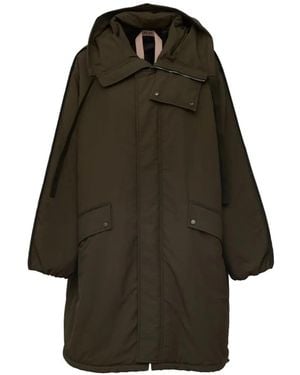 N°21 Quilted-Panel Parka - Green
