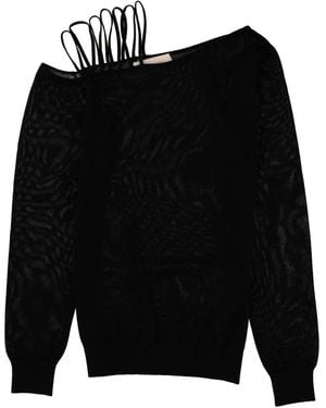 Circus Hotel Shoulder Strap Long-Sleeve Jumper - Black