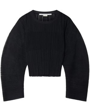 Stella McCartney Fine-Knit Plissé-Effect Top - Blue