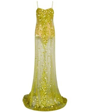 The Attico Sequinned Tulle Gown - Green