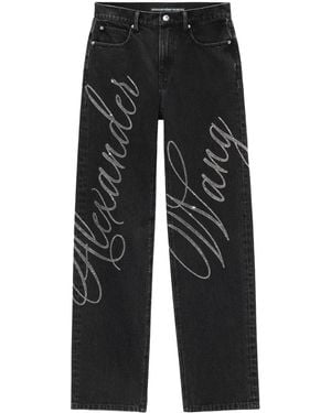 Alexander Wang Jeans With A Crystal-Finished Logo - Black