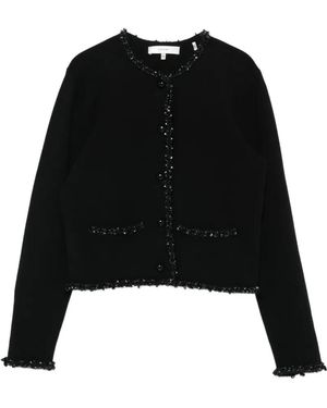 FRAME Beaded-Trim Jacket - Black