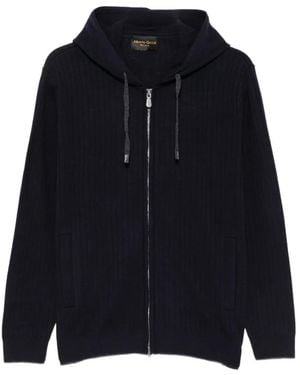 Alberto Gozzi Ribbed-Knit Zip-Up Hoodie - Blue
