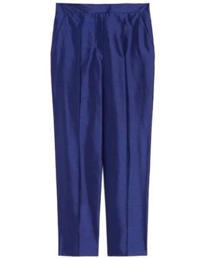 Max Mara Pleated Straight-Leg Trousers - Blue