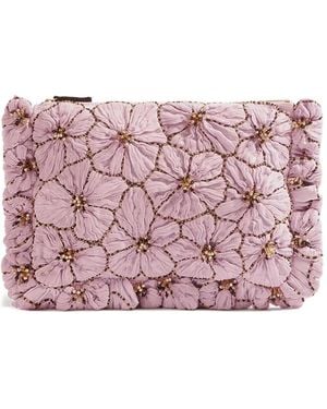 La DoubleJ Clutch Met Geborduurde Bloemen - Roze