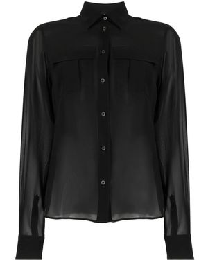 Aspesi Semi-Sheer Construction Silk Blouse - Black