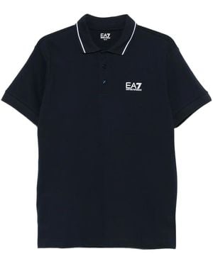 EA7 Logo-Print Polo Shirt - Blue