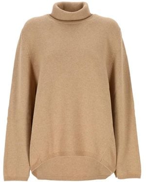 Lorena Antoniazzi Roll-Neck Curved-Hem Knit - Natural
