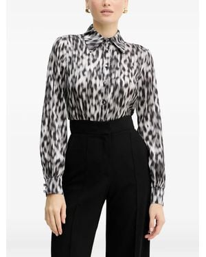Silvian Heach Camisa Con Animal Print Y Botones - Negro