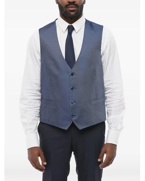 Corneliani Textured-Finish Silk Waistcoat - Blue
