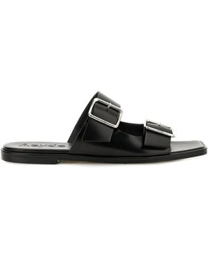 Aeyde Tonya Double-Buckle Leather Sandals - Black