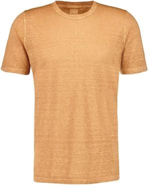 120% Lino T-Shirt À Design Texturé - Orange