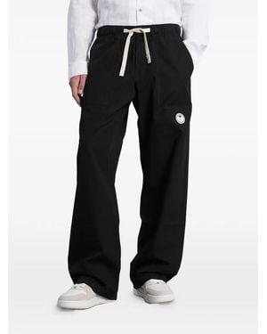 Palm Angels Cotton Wide-Leg Trousers - Black